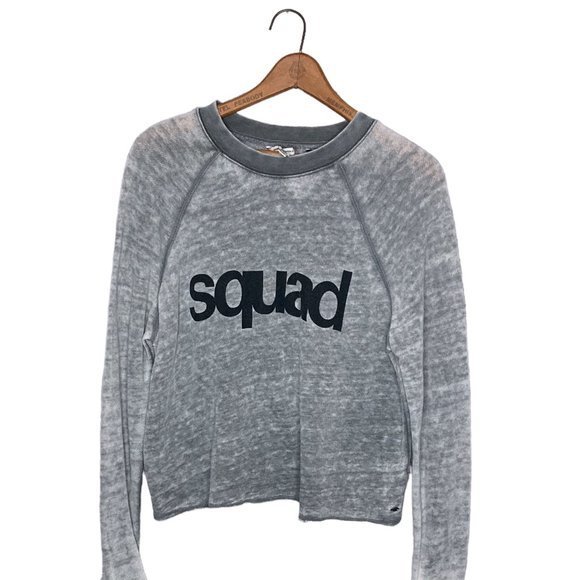 American Eagle Small S Squad Burnout Slub Terry Knit Pullover Crop Sweatshirt